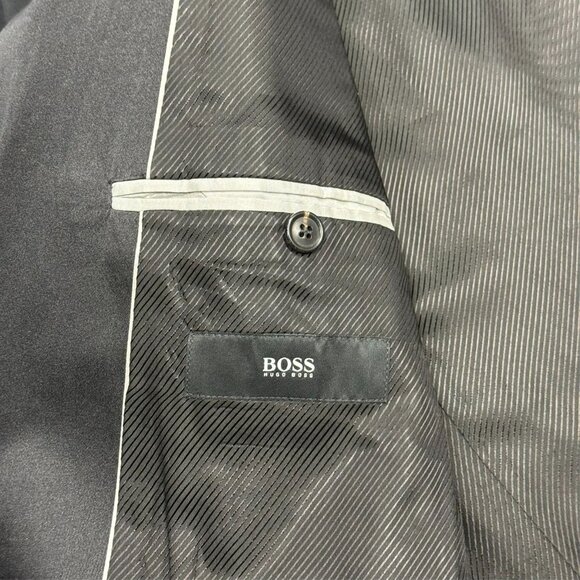 Hugo Boss Tuxedo "The Stars/Glamour" Black Satin Lapel Wool 2pc 42L 38x34 - Picture 7 of 13